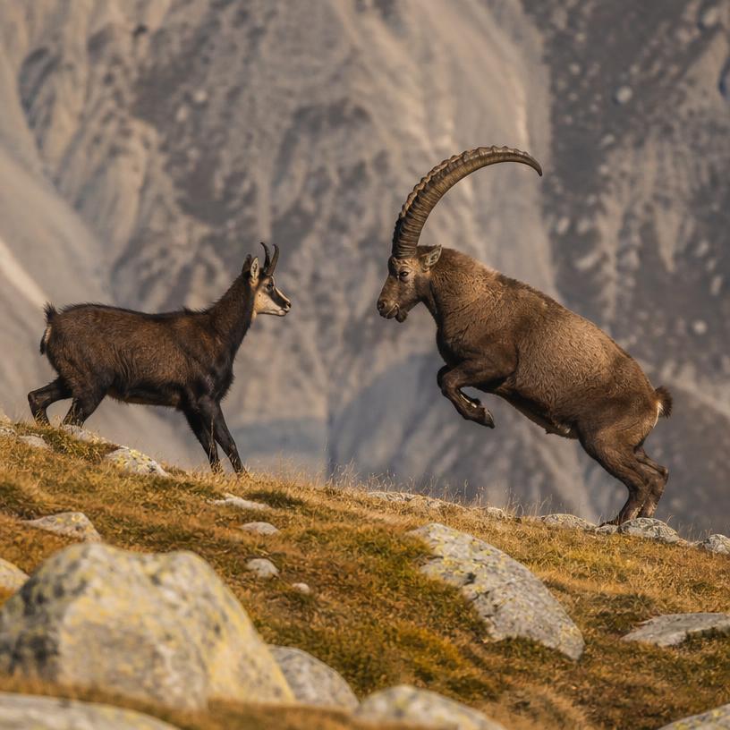 Bergtiere auf der Spur: Gams gegen Steinbock!