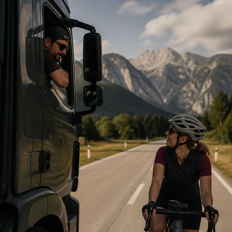 Interdependenzen im Verkehr: Radfahrer und Lkw im Dialog